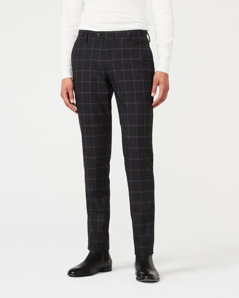 Mens Black Windowpane Tailored Suit Pant